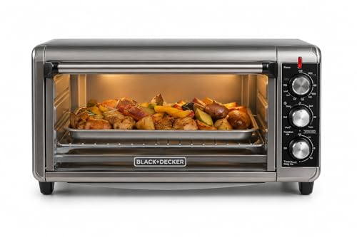 BLACK+DECKER TO3250XSBD 8-Slice Extra Wide Convection Countertop Toaster Oven, Includes Bake Pan, Broil Rack & Toasting Rack, Stainless Steel/Black - My Kitchen Products