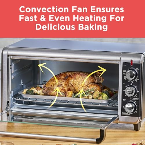 BLACK+DECKER TO3250XSBD 8-Slice Extra Wide Convection Countertop Toaster Oven, Includes Bake Pan, Broil Rack & Toasting Rack, Stainless Steel/Black - My Kitchen Products