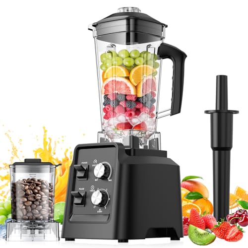 Blender, 1800W Blender with Grinder, 6-Blade Professional Smoothie Blenders for Kitchen, Crushes Ice