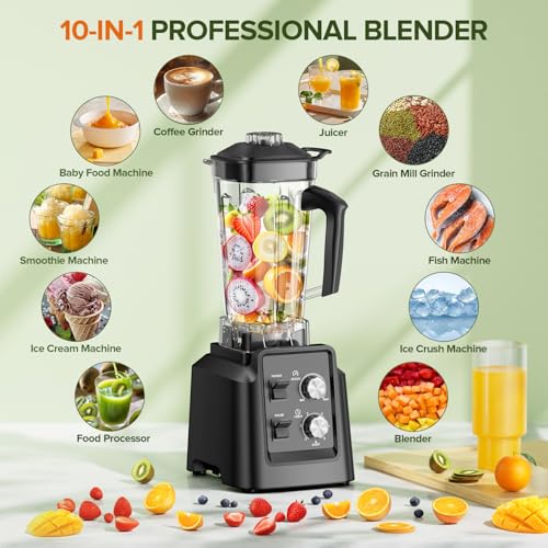 Blender, 1800W Blender with Grinder - 6-Blade Professional Smoothie Blenders for Kitchen, Crushes Ice, Self-Cleaning, 68oz & 20oz Jars Dishwasher Safe, for Baby Food, Nut Butter - My Kitchen Products