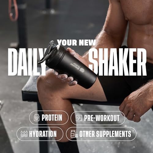 BlenderBottle Strada Shaker Cup Insulated Stainless Steel Water Bottle with Wire Whisk, 24-Ounce, Black - My Kitchen Products