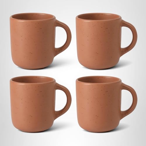 Bloomhouse - Two Time Oprah's Favorite Things Winner - Corsica Clay 4-Piece Mug Set – Burnt Apricot Terracotta Stoneware Coffee & Tea Cups, Durable Ceramic Drinkware - My Kitchen Products