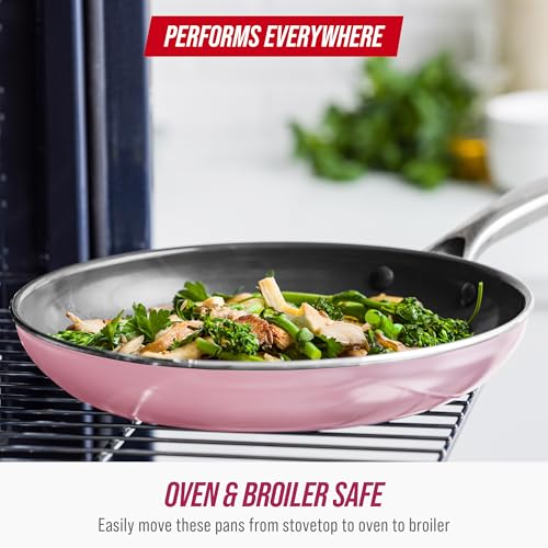 Blue Diamond 10 Piece Nonstick Cookware Set, Diamond Ceramic Pots & Pans, Dishwasher & Metal Utensil Safe, Non Toxic PFAS-Free, Kitchen Cooking Sauce & Saute Pans, Oven & Broiler to 600F, Pink - My Kitchen Products