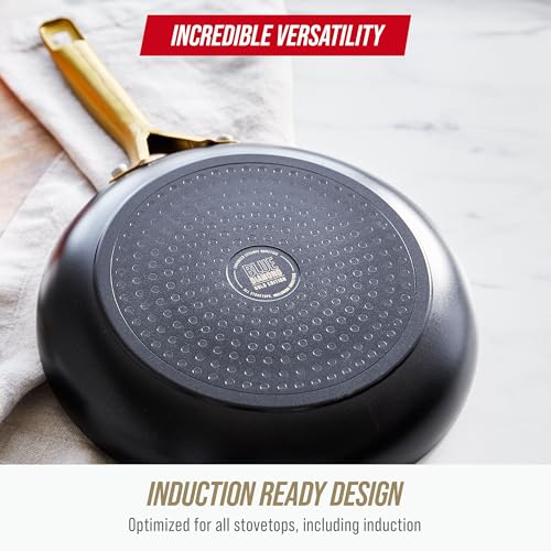 Blue Diamond 14 Piece Induction Nonstick Cookware Set, Diamond Infused PFAS-Free Ceramic Nonstick Pots & Pans, Durable Metal Utensil Safe, Dishwasher Safe, Oven & Broiler to 600F, Black/Gold - My Kitchen Products