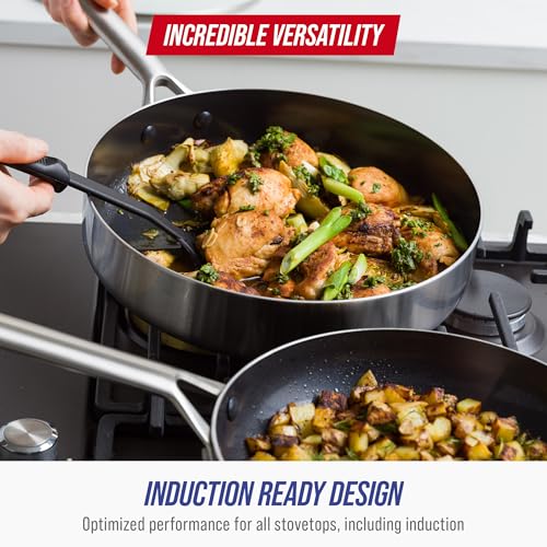 Blue Diamond 15 Piece Stainless Steel Tri-Ply Cookware Pots and Pans Set, Induction Compatible, Diamond Infused PFAS-Free Ceramic Nonstick, Dishwasher & Metal Utensil Safe, Scratch Resistant, Silver - My Kitchen Products