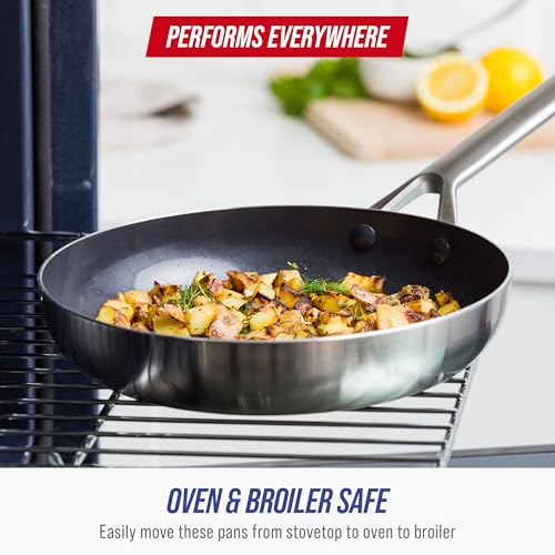 Blue Diamond 15 Piece Stainless Steel Tri-Ply Cookware Pots and Pans Set, Induction Compatible, Diamond Infused PFAS-Free Ceramic Nonstick, Dishwasher & Metal Utensil Safe, Scratch Resistant, Silver - My Kitchen Products
