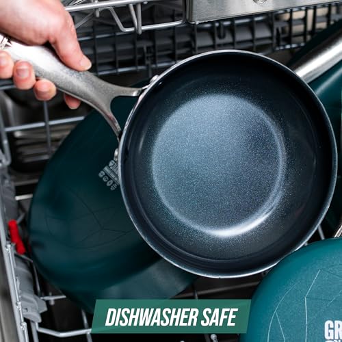 Blue Diamond 20 Piece Cookware and Bakeware Set, Diamond Infused PFAS-Free Ceramic Nonstick Pots and Pans, Durable Nontoxic Metal Utensil Safe & Scratch Resistant, Dishwasher & Oven Safe, Green - My Kitchen Products