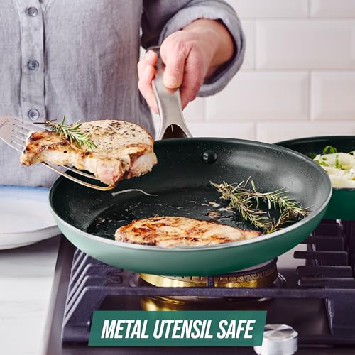 Blue Diamond 20 Piece Cookware and Bakeware Set, Diamond Infused PFAS-Free Ceramic Nonstick Pots and Pans, Durable Nontoxic Metal Utensil Safe & Scratch Resistant, Dishwasher & Oven Safe, Green - My Kitchen Products