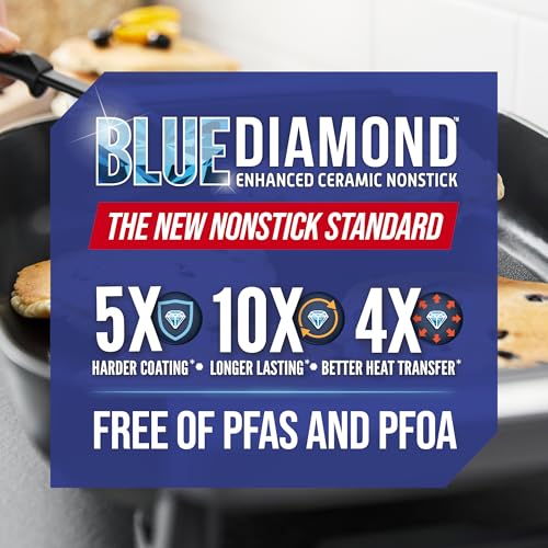 Blue Diamond 7QT 5-in-1 Extra Large Electric Skillet, Healthy Ceramic Nonstick Interior, Non-Toxic PFAS-Free, Temperature Control, Stay Cool Handles, Easy Clean, Graphite - My Kitchen Products