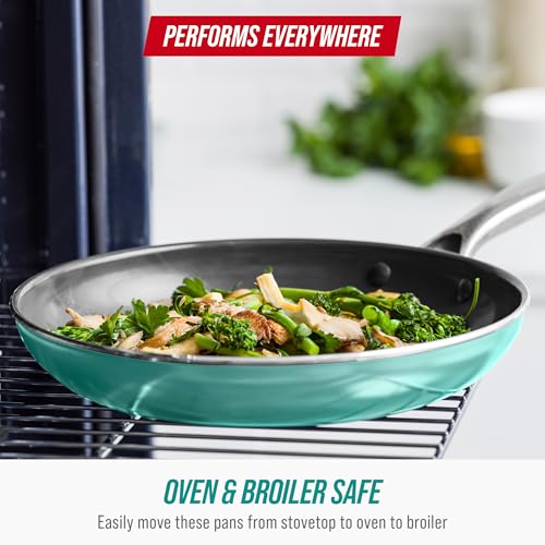 Blue Diamond 8" Nonstick Frying Pan Skillet, Diamond Infused Ceramic PFAS-Free, Dishwasher & Oven Safe, Stay Cool Handle, Durable Non Toxic Metal Utensil Safe, Egg & Omelet Pan, Turquoise - My Kitchen Products