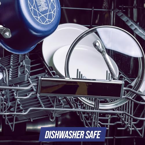 Blue Diamond 8.5” Universal Tempered Glass Lid, Frying Pan Skillet, Sauté, Saucepan, Stockpot, Oven Safe to 350°F, Dishwasher Safe, Stainless Steel Handle, Clear - My Kitchen Products