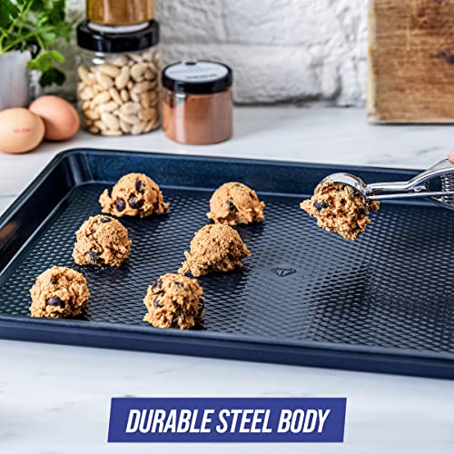 Blue Diamond Bakeware Diamond Infused Ceramic Nonstick, 18" x 13" Half Cookie Sheet Baking Pan, Dishwasher and Freezer Safe, PFAS-Free, Blue - My Kitchen Products
