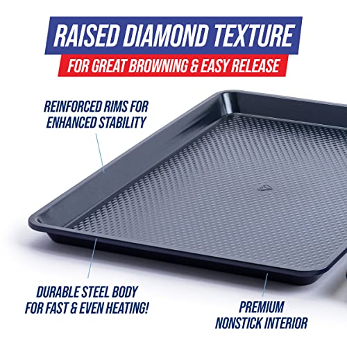 Blue Diamond Bakeware Diamond Infused Ceramic Nonstick, 18" x 13" Half Cookie Sheet Baking Pan, Dishwasher and Freezer Safe, PFAS-Free, Blue - My Kitchen Products