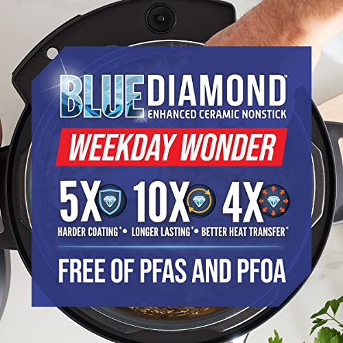 Blue Diamond Ceramic Nonstick, 16-in-1 6QT Electric Pressure Cooker, Slow Cooker, Rice Cooker, Yogurt Maker, Saute, Steamer and More, Programable, Dishwasher Safe Pot, PFAS-Free, Blue - My Kitchen Products