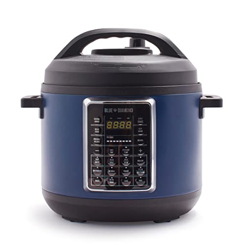 Blue Diamond Ceramic Nonstick, 16-in-1 6QT Electric Pressure Cooker, Slow Cooker, Rice Cooker, Yogurt Maker, Saute, Steamer and More, Programable, Dishwasher Safe Pot, PFAS-Free, Blue - My Kitchen Products