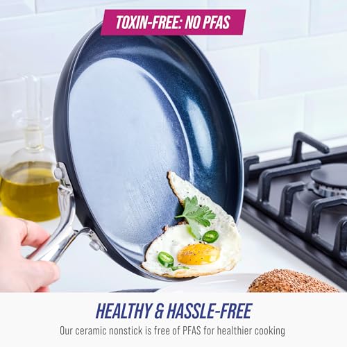 Blue Diamond Cookware Hard Anodized Ceramic Nonstick, 10 Piece Cookware Pots and Pans Set, Non-Toxic PFAS-Free, Dishwasher and Oven Safe, Durable, Even Heating, Metal Utensil Safe, Gray - My Kitchen Products