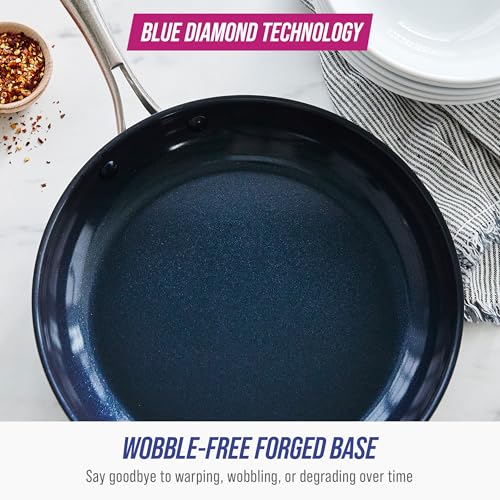 Blue Diamond Cookware Hard Anodized Ceramic Nonstick, 10 Piece Cookware Pots and Pans Set, Non-Toxic PFAS-Free, Dishwasher and Oven Safe, Durable, Even Heating, Metal Utensil Safe, Gray - My Kitchen Products