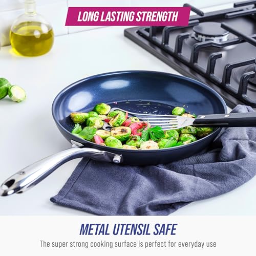 Blue Diamond Cookware Hard Anodized Ceramic Nonstick, 8" Frying Pan Skillet, PFAS-Free, Dishwasher Safe, Oven Safe, Grey - My Kitchen Products