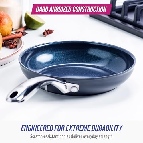Blue Diamond Cookware Hard Anodized Ceramic Nonstick, 8" Frying Pan Skillet, PFAS-Free, Dishwasher Safe, Oven Safe, Grey - My Kitchen Products
