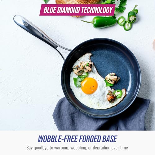 Blue Diamond Cookware Hard Anodized Ceramic Nonstick, 8" Frying Pan Skillet, PFAS-Free, Dishwasher Safe, Oven Safe, Grey - My Kitchen Products