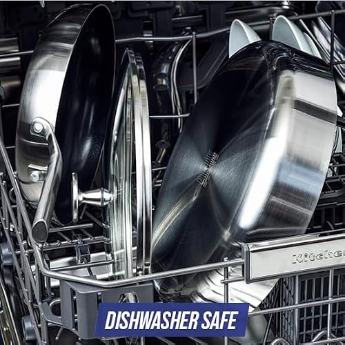 Blue Diamond Cookware Tri-Ply Stainless Steel Ceramic Nonstick, 1.6 QT Saucepan Pot with Lid, PFAS-Free, Multi Clad, Induction, Dishwasher Safe, Oven Safe, Silver - My Kitchen Products