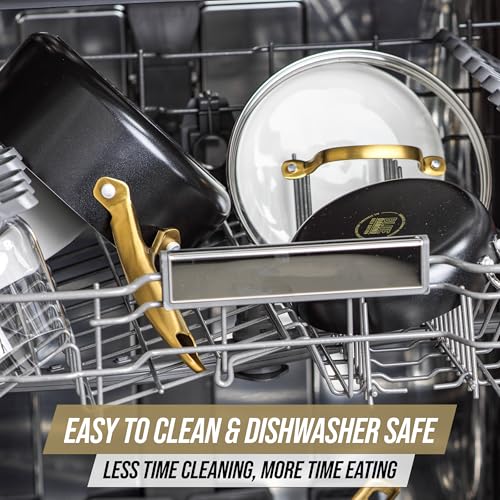 Blue Diamond Gold 12 Piece Cookware Set, PFAS-Free Ceramic Nonstick Pots & Pans, Induction Ready for All Cooktops, Kitchen Serving Utensils, Dishwasher Safe, Black - My Kitchen Products