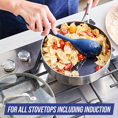 Blue Diamond HD Stainless Steel Clad Pro 10 Piece Cookware Pots and Pans Set, Diamond Infused Ceramic Nonstick, PFAS-Free, Dishwasher Safe, Oven and Broiler Safe, Silver - My Kitchen Products