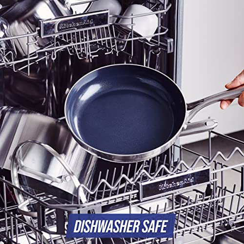 Blue Diamond HD Stainless Steel Clad Pro 10 Piece Cookware Pots and Pans Set, Diamond Infused Ceramic Nonstick, PFAS-Free, Dishwasher Safe, Oven and Broiler Safe, Silver - My Kitchen Products