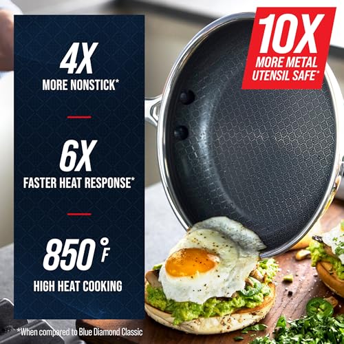 Blue Diamond Hybrid Nonstick Stainless Steel 12 Piece Cookware Set, Tri-Ply PFAS-Free Ceramic Diamond Bond Pots & Pans, Dishwasher & Oven Safe to 850F, Induction Ready, Metal Utensil Safe, Silver - My Kitchen Products