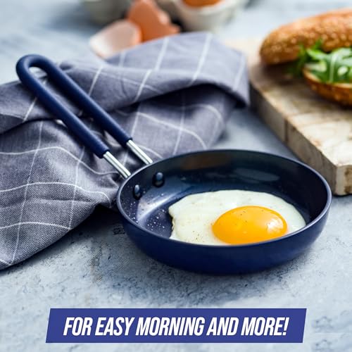 Blue Diamond Mini Egg Frying Pan Skillet, Diamond Infused Healthy Ceramic Nonstick, PFAS and PFOA-Free, Dishwasher and Oven Safe, Even Heating, Metal Utensil Safe, Warp Control Base, Blue - My Kitchen Products