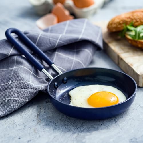 Blue Diamond Mini Egg Frying Pan Skillet, Diamond Infused Healthy Ceramic Nonstick, PFAS and PFOA-Free, Dishwasher and Oven Safe, Even Heating, Metal Utensil Safe, Warp Control Base, Blue - My Kitchen Products