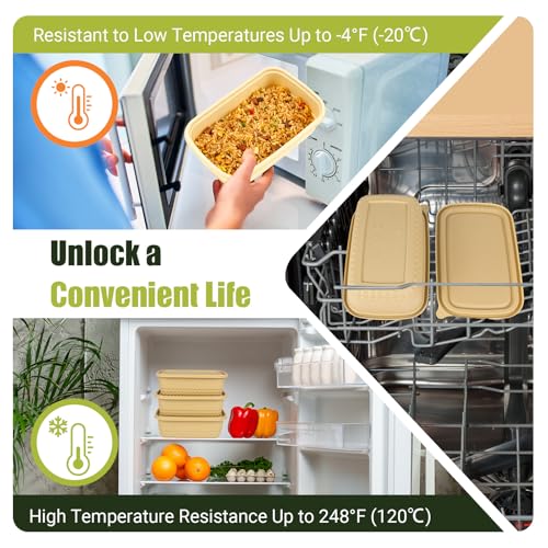 Bmboryxa 25Pack(50pcs) Meal Prep Containers Reusable, 32oz Bamboo-Powder Food Containers with Lids, Plant-based To Go Containers for Lunch - Microwave, Freezer, Dishwasher Safe - My Kitchen Products