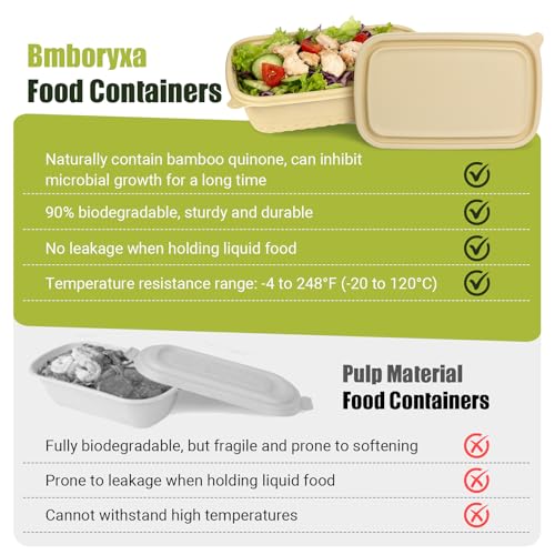 Bmboryxa 25Pack(50pcs) Meal Prep Containers Reusable, 32oz Bamboo-Powder Food Containers with Lids, Plant-based To Go Containers for Lunch - Microwave, Freezer, Dishwasher Safe - My Kitchen Products