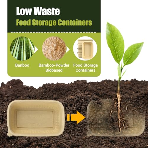 Bmboryxa 25Pack(50pcs) Meal Prep Containers Reusable, 32oz Bamboo-Powder Food Containers with Lids, Plant-based To Go Containers for Lunch - Microwave, Freezer, Dishwasher Safe - My Kitchen Products
