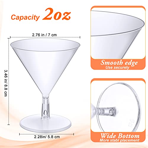Boao 100 Pcs Plastic Martini Glasses 2 oz Disposable Martini Glasses Bulk Unbreakable Mini Margarita Cups Cocktail Dessert Parfait Cups for Wedding Events Party Bowl Wine Ice Cream (Clear,Classic) - My Kitchen Products