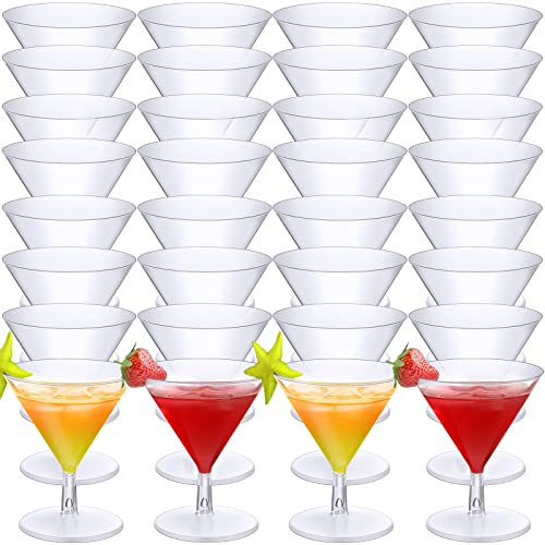 Boao 100 Pcs Plastic Martini Glasses 2 oz Disposable Martini Glasses Bulk Unbreakable Mini Margarita Cups Cocktail Dessert