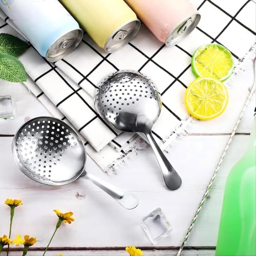 Boao 2 Pack Julep Strainers Stainless Steel Strainer Cocktail Spoon for Loose Tea Filter Practical Bar Colander Tool for Commercial Bar Use (Silver) - My Kitchen Products
