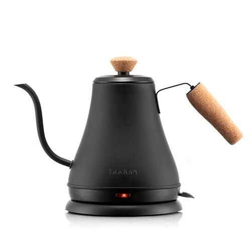 Bodum 27oz Bistro Gooseneck Electric Water Kettle, Pour Over Coffee & Tea, Stainless Steel, Matte Black - My Kitchen Products