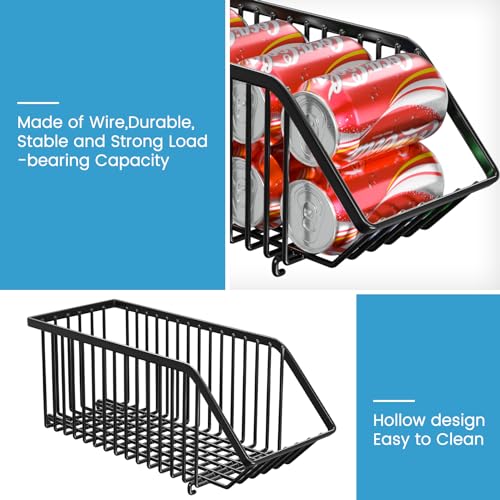 Boeetech Stackable Soda Can Organizer Rack, Stacking Can Dispensers Refrigerator Organizer Bins Pop Soda Dispenser Canned For Fridge, Freezer, Kitchen, Cabinets (Black, 6) - My Kitchen Products