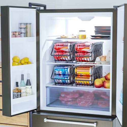 Boeetech Stackable Soda Can Organizer Rack, Stacking Can Dispensers Refrigerator Organizer Bins Pop Soda Dispenser Canned For Fridge, Freezer, Kitchen, Cabinets (Black, 6) - My Kitchen Products