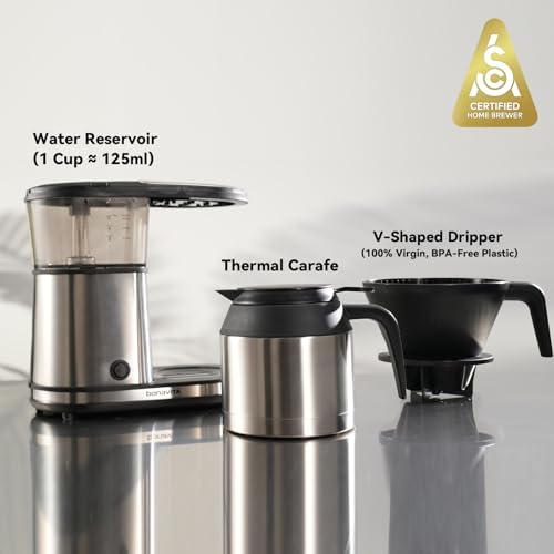 Bonavita 5 Cup Drip Coffee Maker Machine, One-Touch Pour Over, Auto Pause Brewing with Stainless Steel Double Wall Thermal Carafe, SCA Certified, Dishwasher Safe, BV1500TS - My Kitchen Products