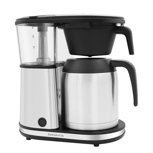 Bonavita 8 Cup Drip Coffee Maker Machine, One-Touch Pour Over, Auto Pause Brewing with Stainless Steel Double Wall Thermal Carafe, SCA Certified, Dishwasher Safe, BV1901TS - My Kitchen Products