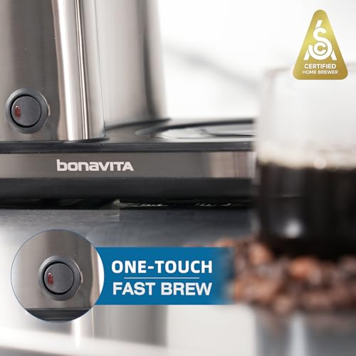 Bonavita 8 Cup Drip Coffee Maker Machine, One-Touch Pour Over, Auto Pause Brewing with Stainless Steel Double Wall Thermal Carafe, SCA Certified, Dishwasher Safe, BV1901TS - My Kitchen Products