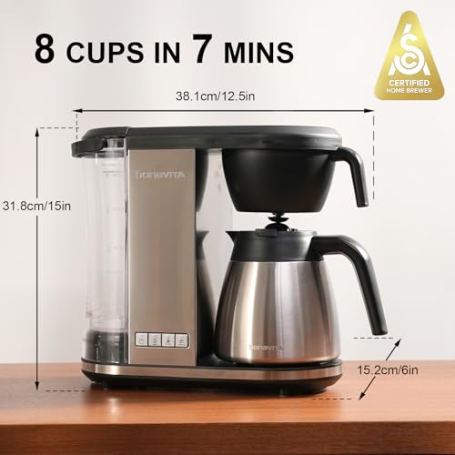 Bonavita Enthusiast 8 Cup Drip Coffee Brewer, Pour Over, SCA Certified Coffee Machine with Thermal Carafe, Stainless Steel Panel, Removable Reservoir - My Kitchen Products