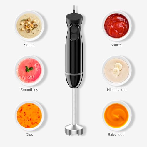 Bonsenkitchen Hand Blender, Immersion Blender with 2 Mixing Speed, Electric Handheld Mixer Portable Stick Mixer with Stainless Steel Blades for Soup, Smoothie, Puree, Baby Food - My Kitchen Products