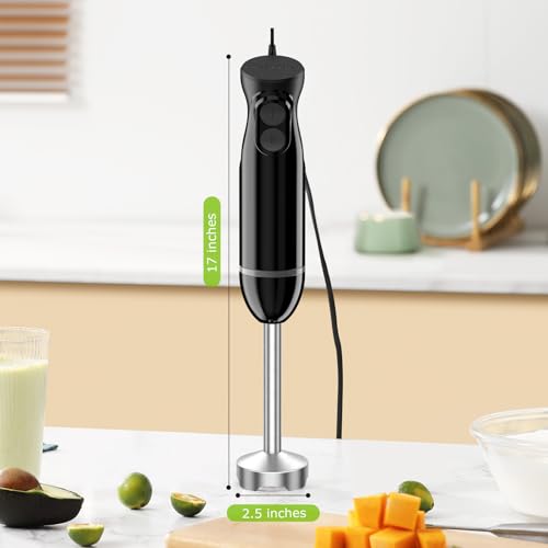 Bonsenkitchen Hand Blender, Immersion Blender with 2 Mixing Speed, Electric Handheld Mixer Portable Stick Mixer with Stainless Steel Blades for Soup, Smoothie, Puree, Baby Food - My Kitchen Products