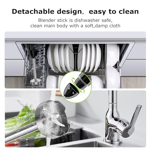 Bonsenkitchen Hand Blender, Immersion Blender with 2 Mixing Speed, Electric Handheld Mixer Portable Stick Mixer with Stainless Steel Blades for Soup, Smoothie, Puree, Baby Food - My Kitchen Products