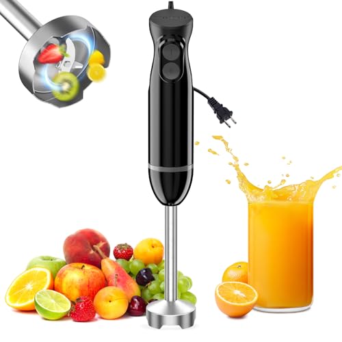 Bonsenkitchen Hand Blender, Immersion Blender with 2 Mixing Speed, Electric Handheld Mixer Portable Stick Mixer with Stainless Steel Blades for Soup, Smoothie, Puree, Baby Food - My Kitchen Products
