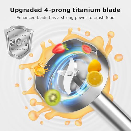Bonsenkitchen Hand Blender, Immersion Blender with 2 Mixing Speed, Electric Handheld Mixer Portable Stick Mixer with Stainless Steel Blades for Soup, Smoothie, Puree, Baby Food - My Kitchen Products