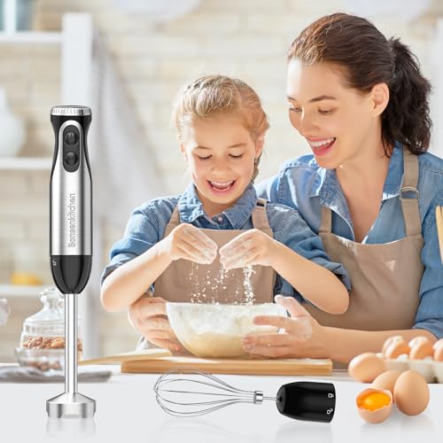 Bonsenkitchen Immersion Handheld Blender with Whisk, 20-Speed & Turbo Mode Hand Blender Stick 500W, 304 Stainless Steel Hand Blender for Soup, Smoothie, Puree, Baby Food - My Kitchen Products